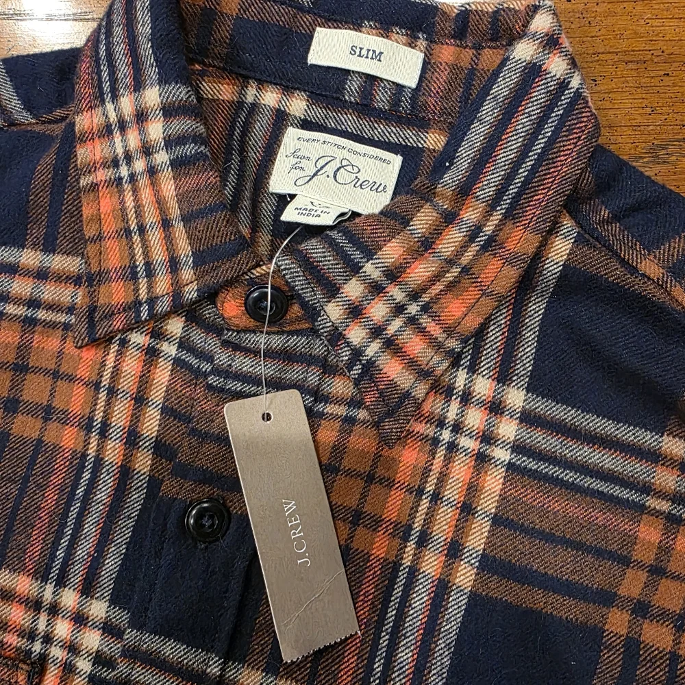J. Crew Men's Plaid Long Sleeve Shirt Slim Cut Button Down